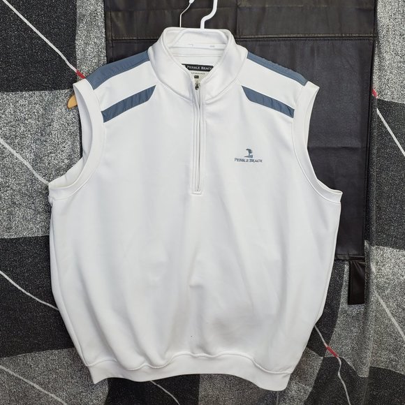 - Pebble Beach Performance white / blue 1/2 Zip Vest - Size XL - Picture 1 of 4